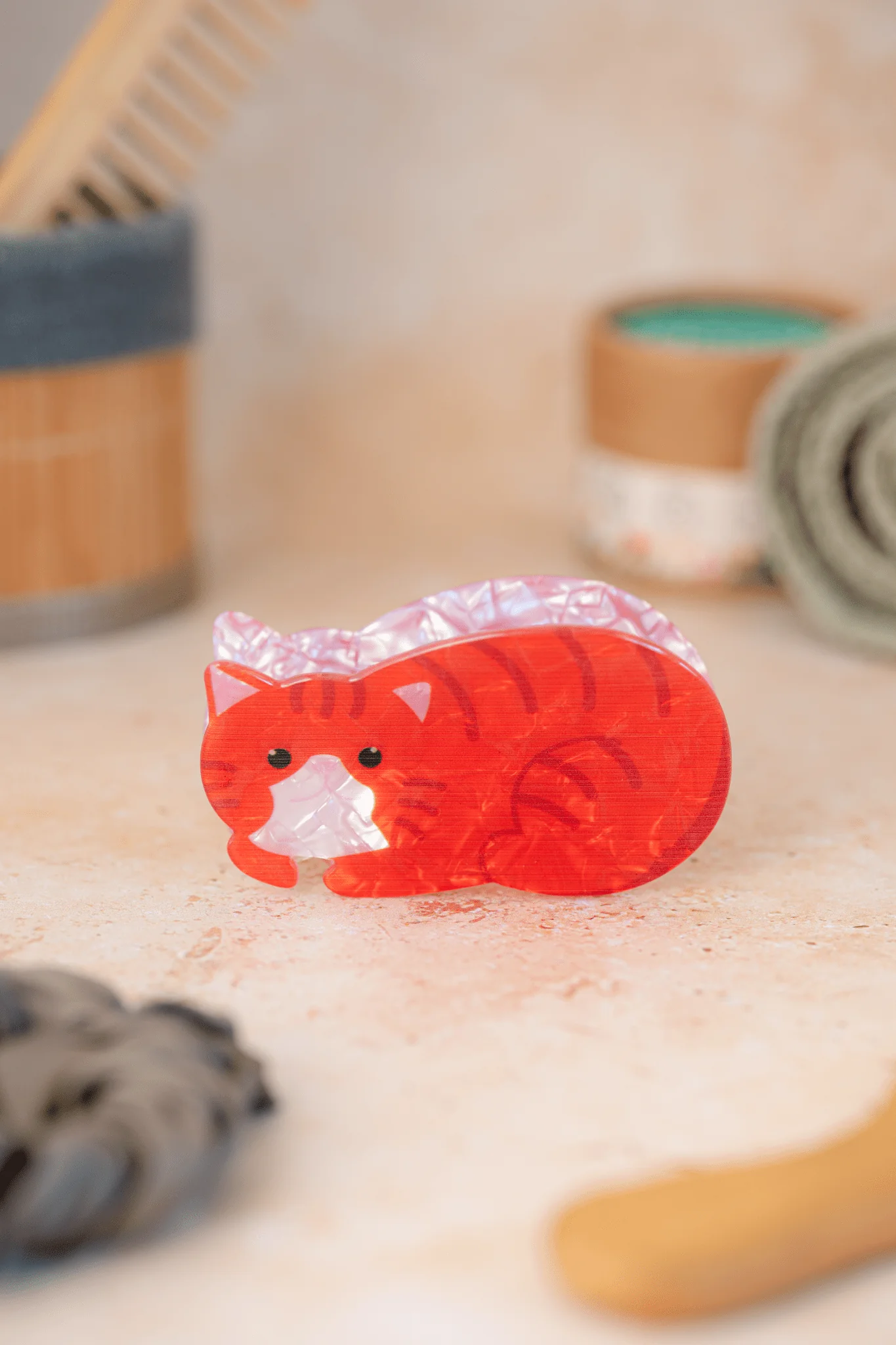 Pinza de pelo Gato naranja atigrado